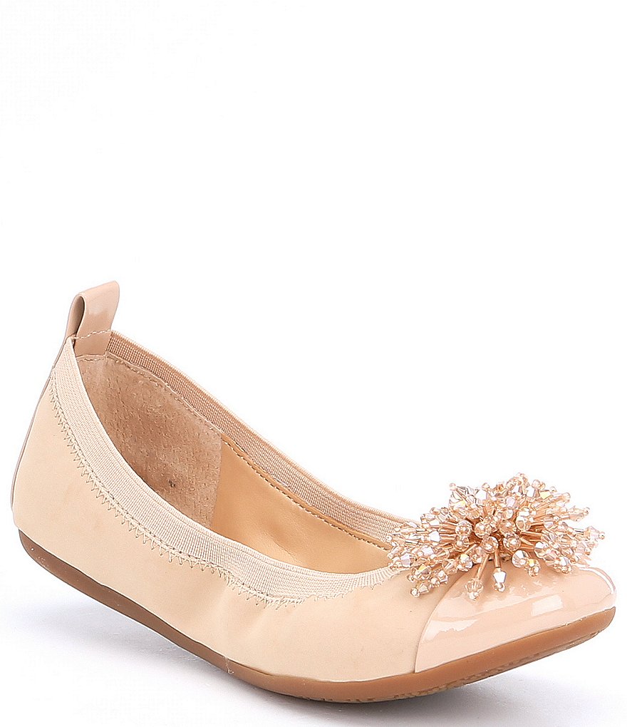 GB Girls' Posy-Girl Patent Cap Toe Jeweled Ornament Dress Flats (Infant)