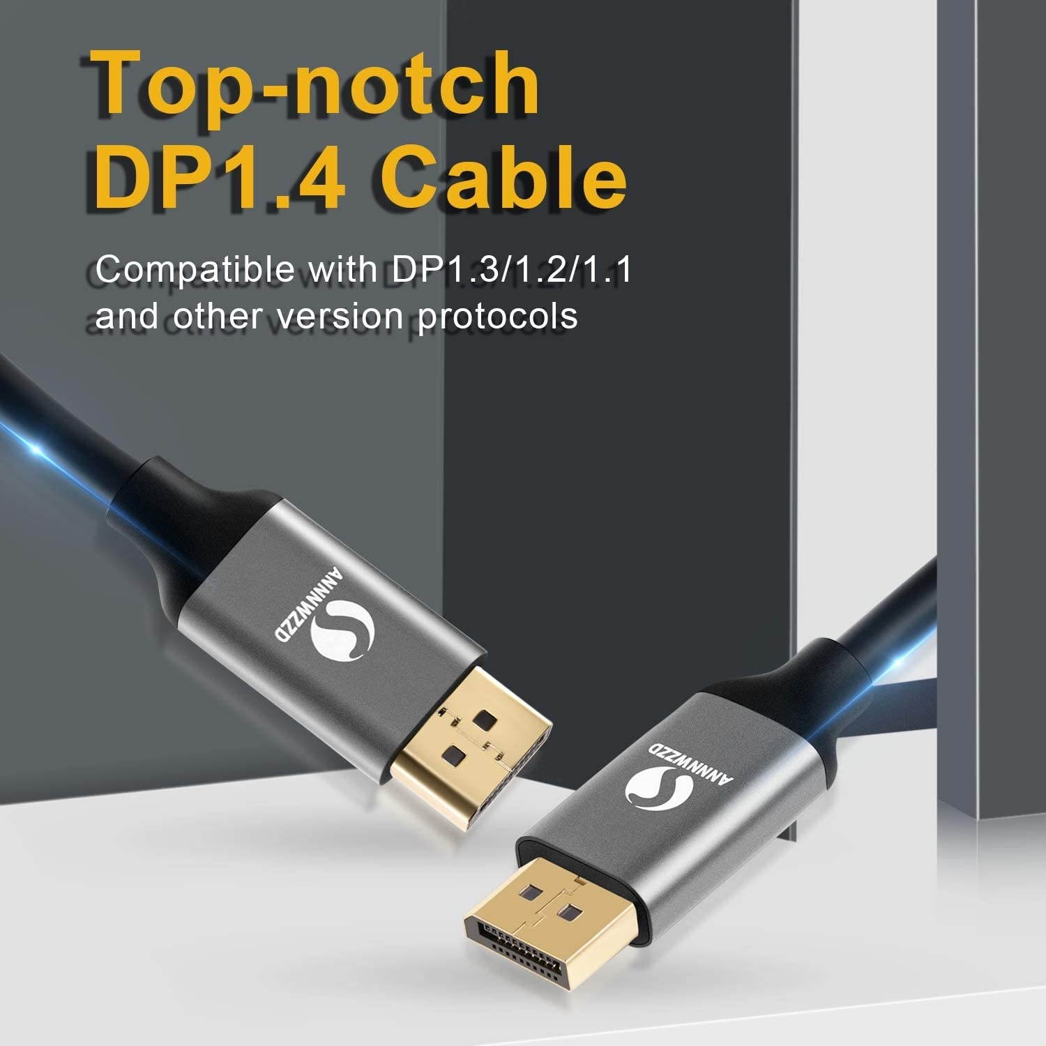 LinkinPerk 8K DisplayPort Cable DisplayPort to DisplayPort 1.4 Support 8K@60Hz(7680x4320) Resolution 4K@144Hz 32.4Gbps HDR HBR3 HDCP2.2 for PC LaptopHDTV Monitor (10FT)