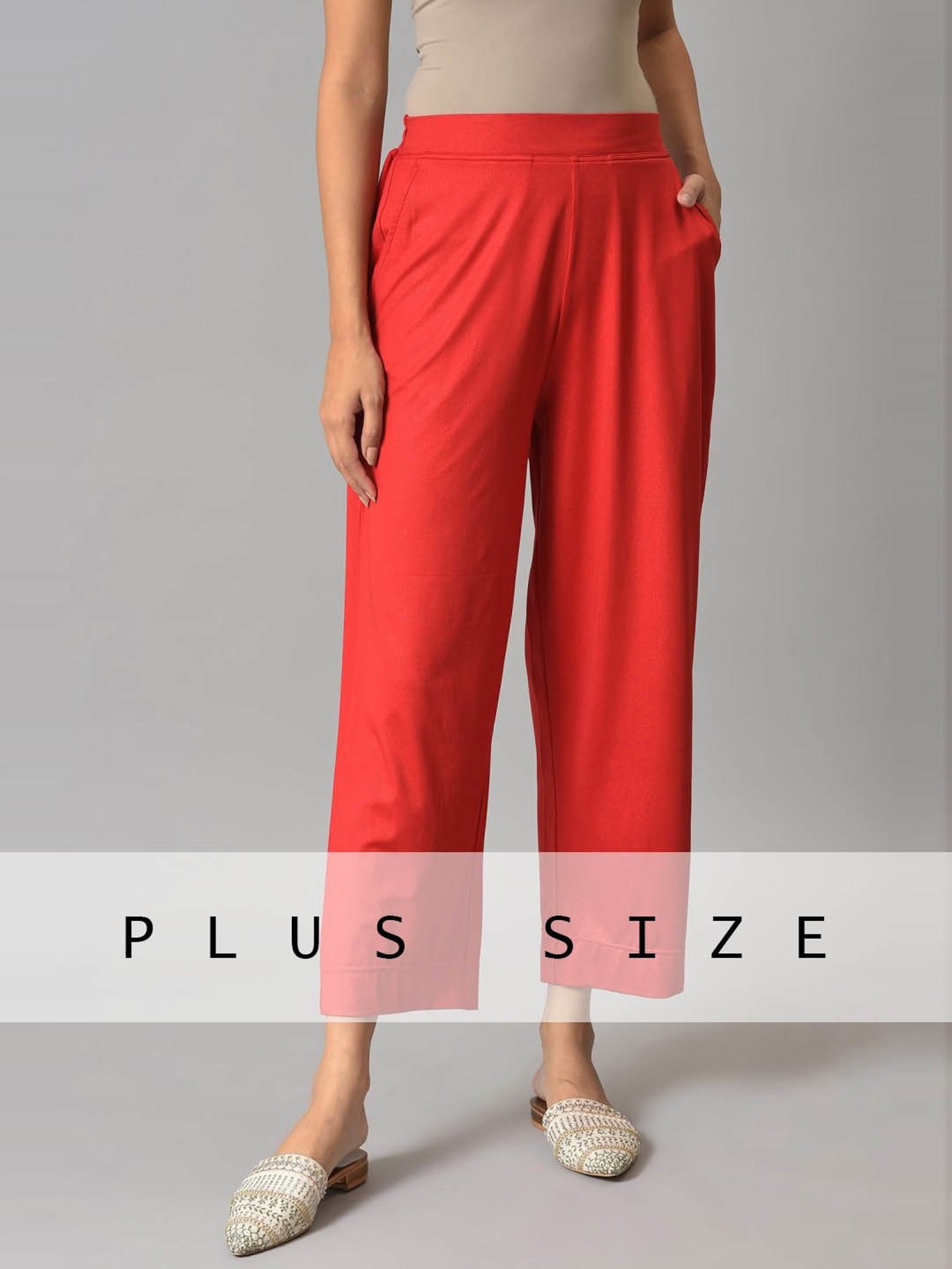 Elleven from Aurelia Red Regular Fit Palazzos