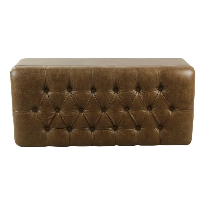 Ainsley Button Tufted Storage Bench Faux Leather Light Brown - HomePop