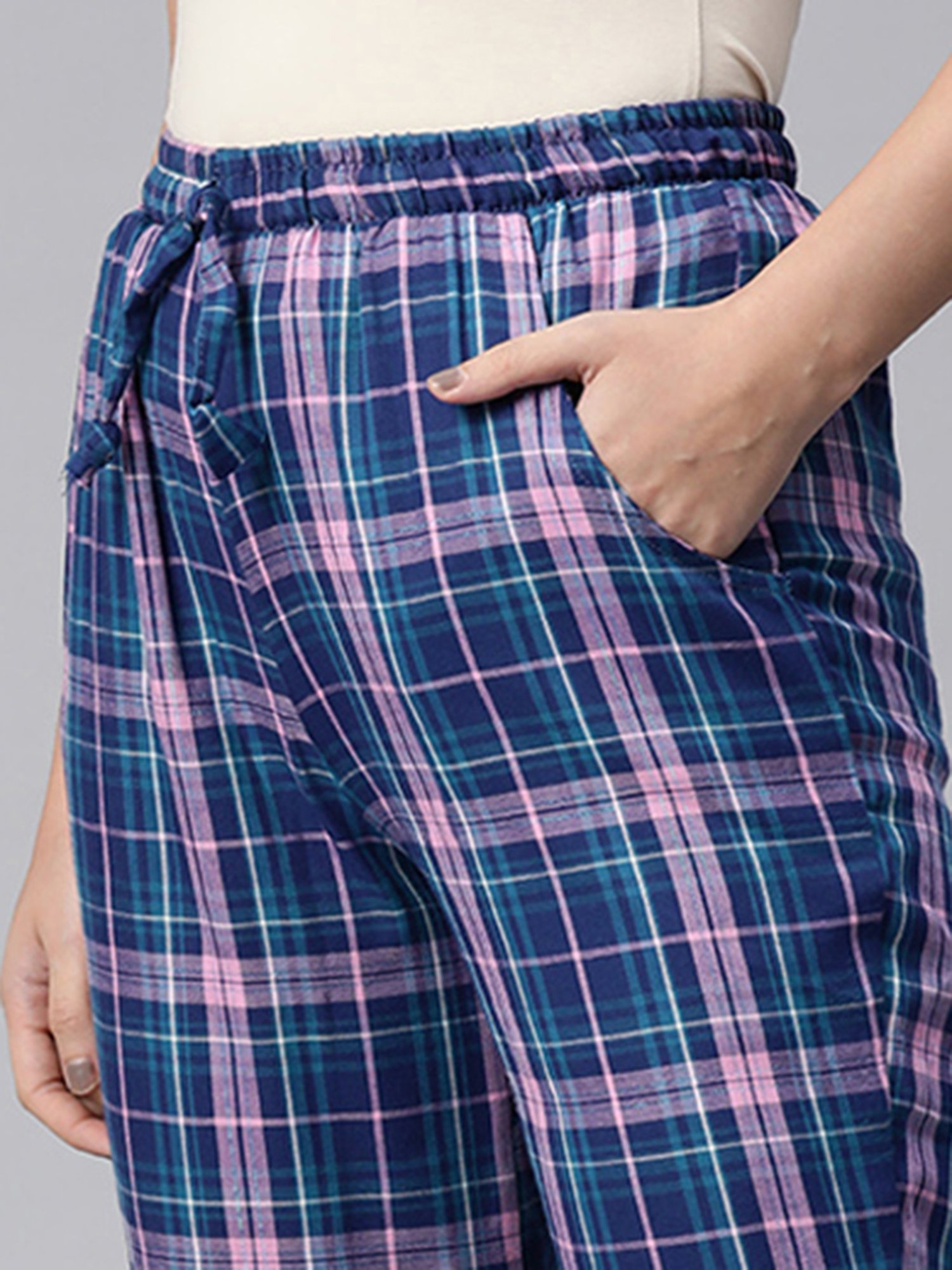 One Femme Blue Check Pyjamas