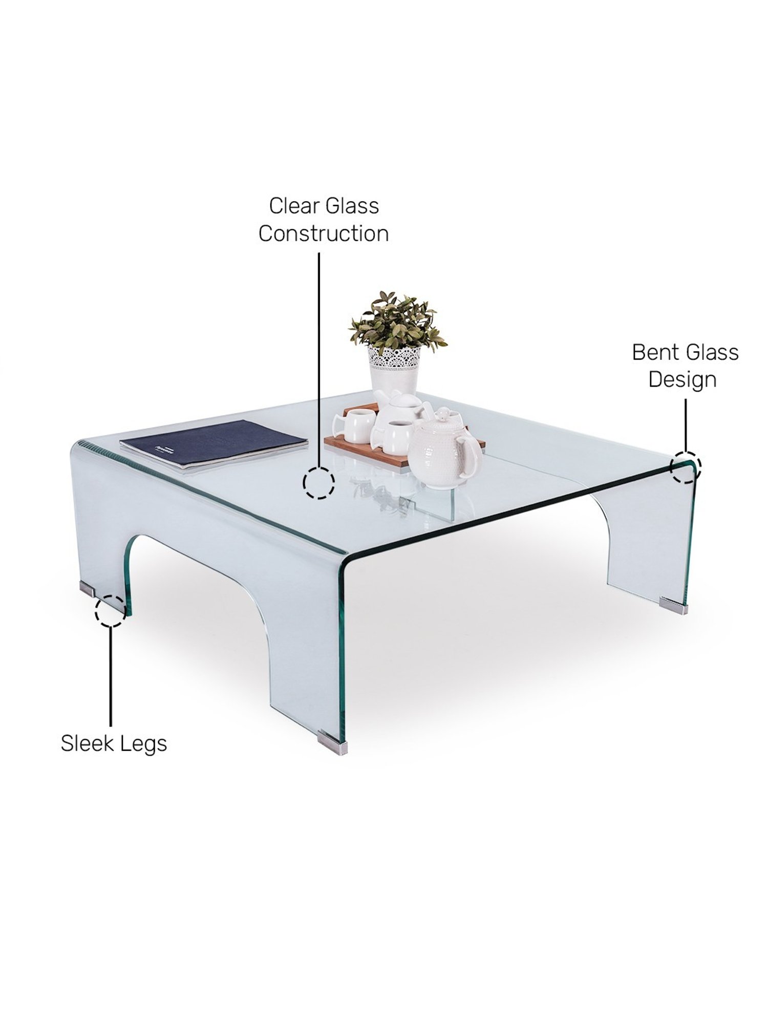 Durian Merida Modern Clear Glass Coffee & Center Table