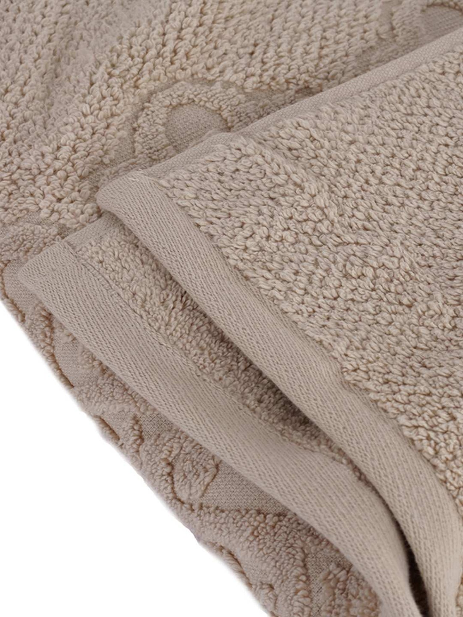 Maspar Super Soft Jacquard Beige Cotton 550 GSM Bath Towel - Set of 1