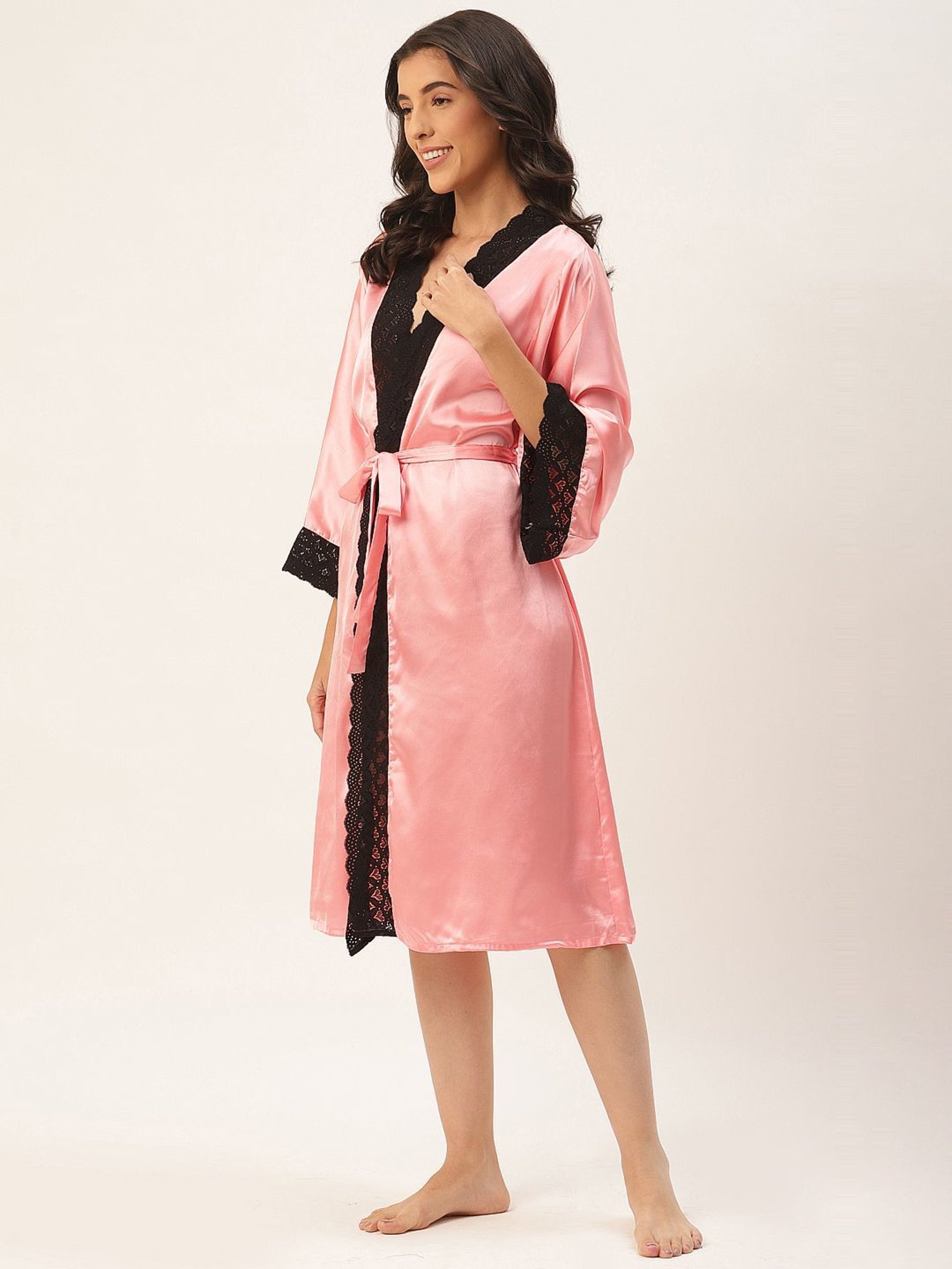 Ms.Lingies Pink Lace Work Robe