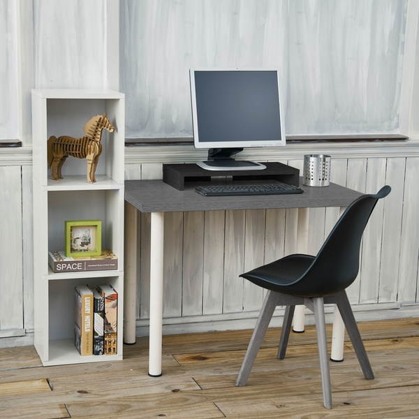 Way Basics 19.7"W Simple Computer Monitor Riser/Laptop Stand, Black Wood Grain - Lifetime Guarantee