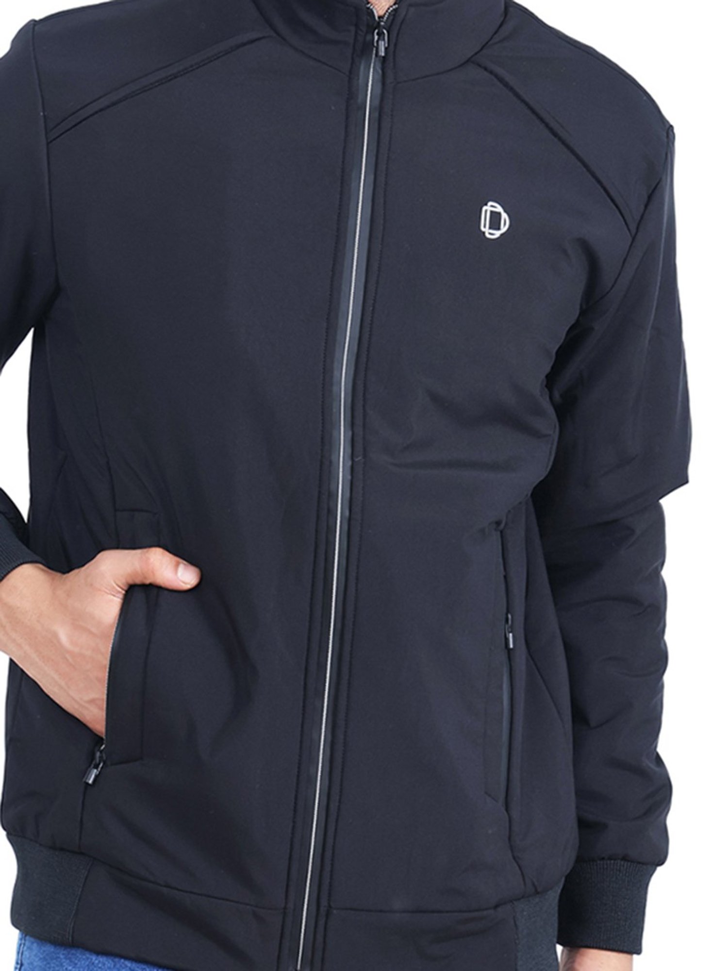 Dollar Black Regular Fit High Neck Jacket