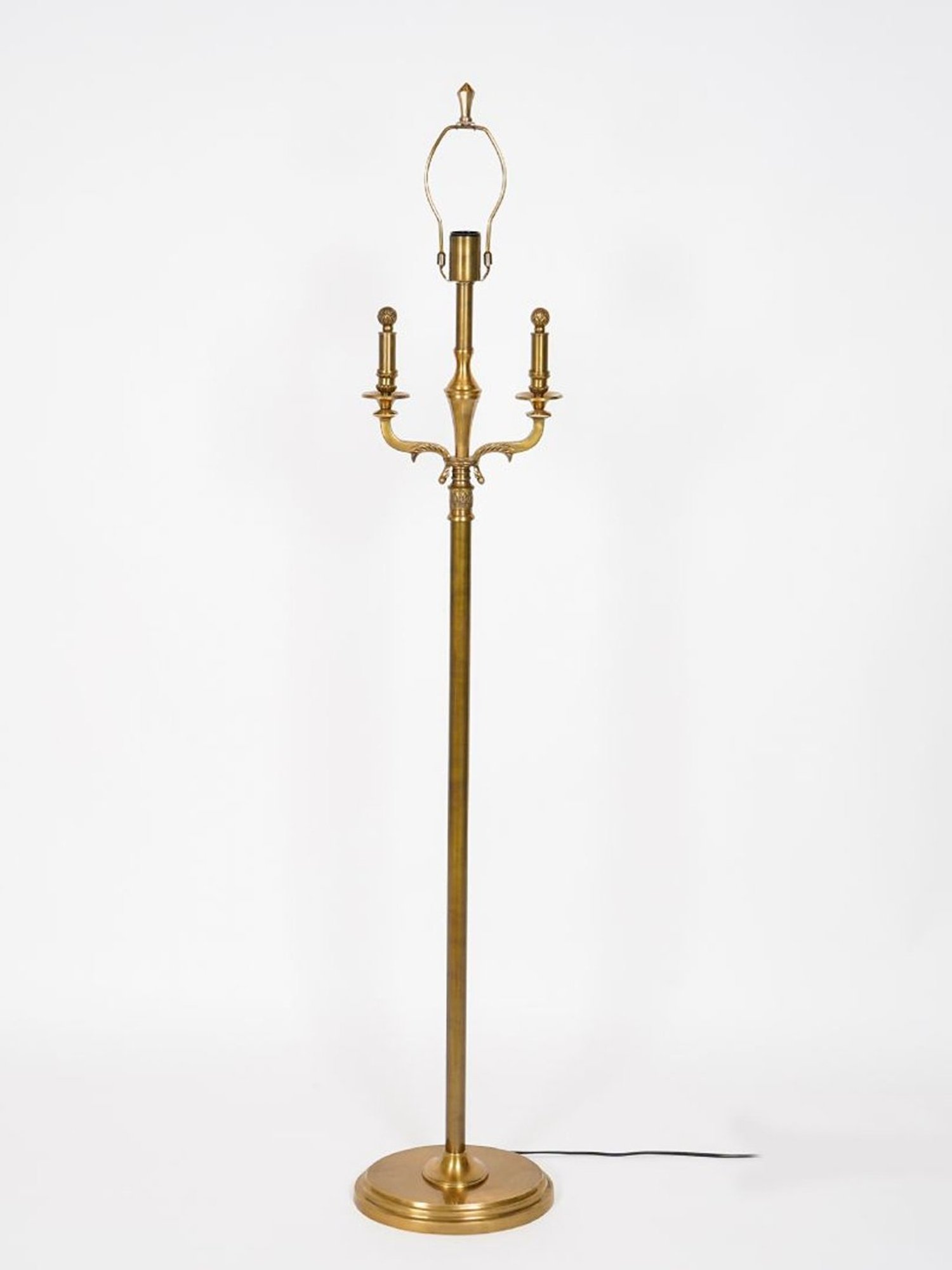 Kapoor Lamp Shades Brass & White Nixon Pure Cotton Shade Floor Lamp