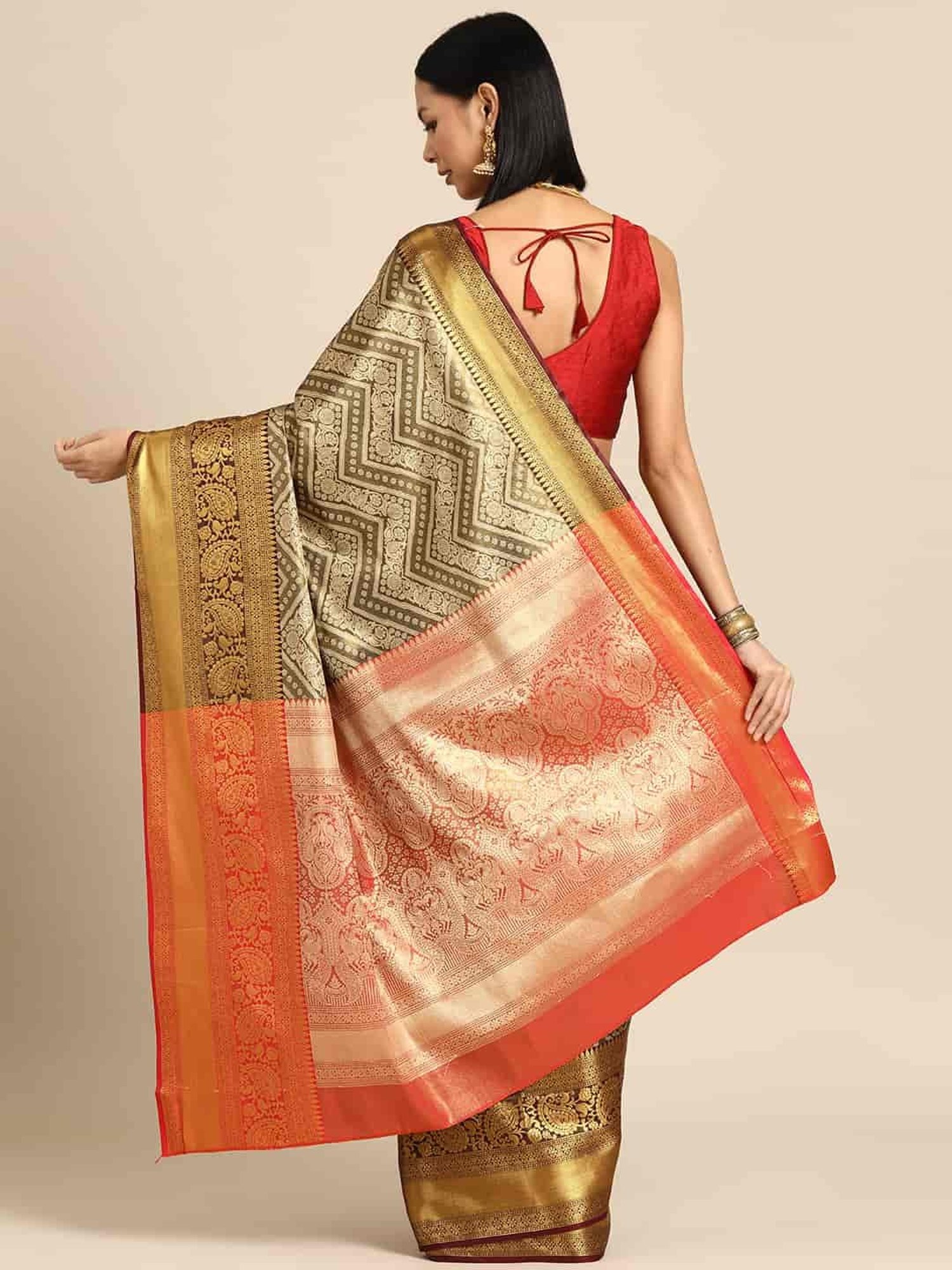 Silk Land Black Woven Saree With Unstitched Blouse