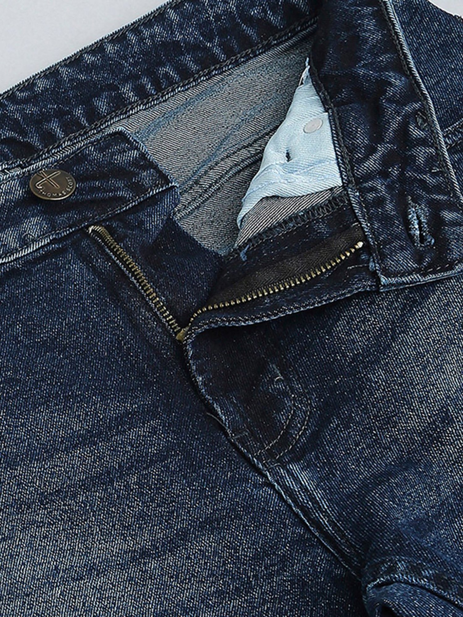 Thomas Scott Blue Regular Fit Lightly Washed Distressed Jeans