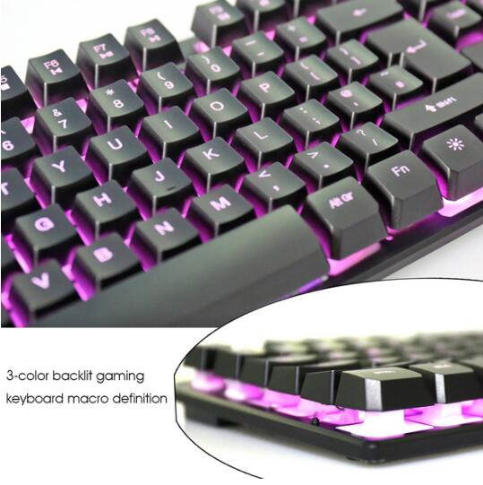 Rii RK100 3-LED / 5-LED Colors Large Size Backlit USB wired mechanical feeling multimedia gaming keyboard
