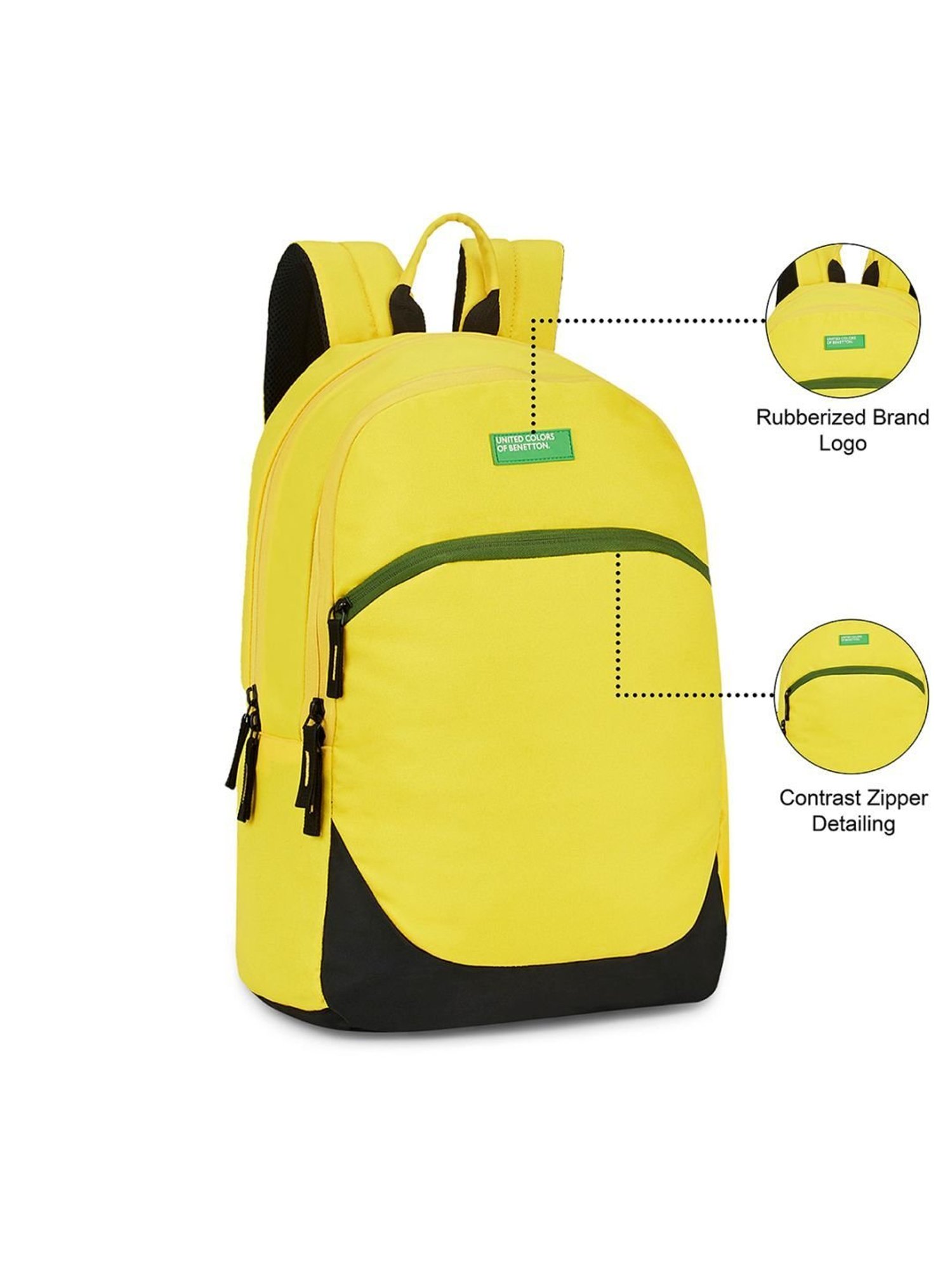 United Colors of Benetton Pablo 23 Ltrs Yellow & Black Medium Laptop Backpack