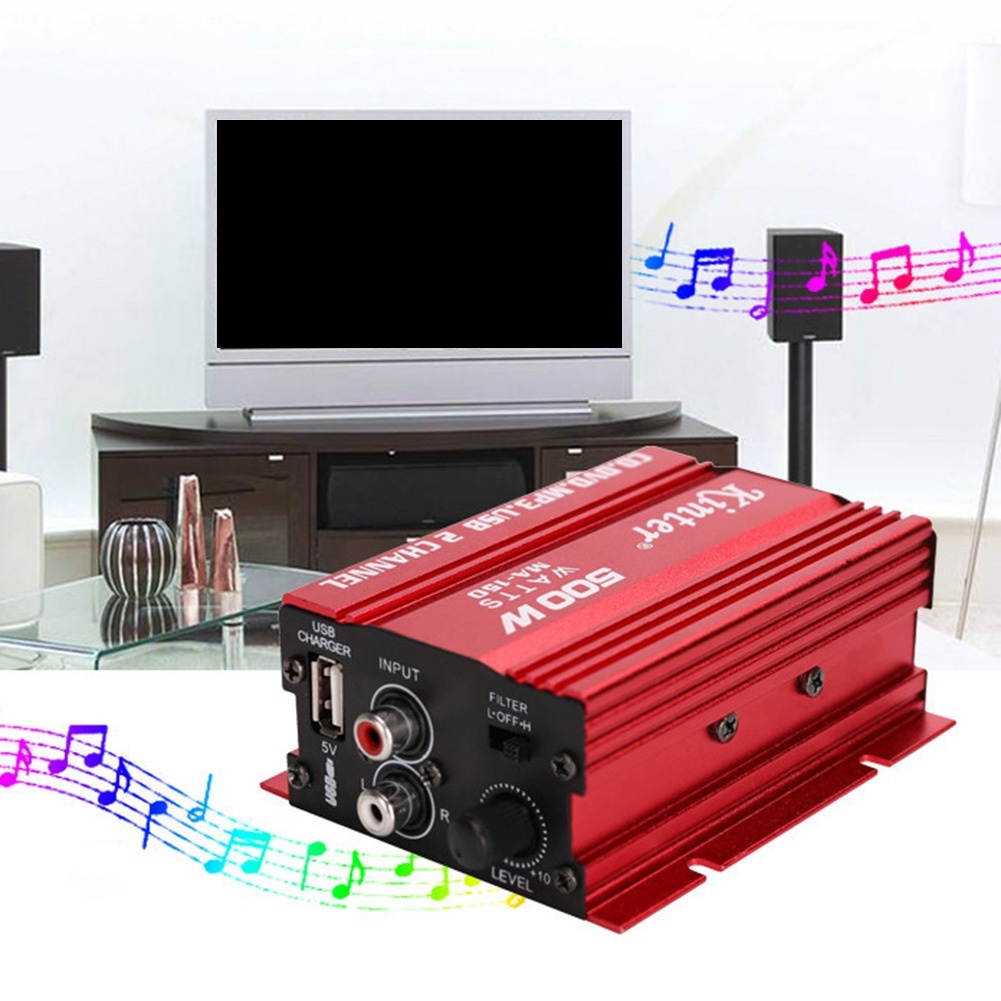 Kinter 12V Hot Selling Mini Hi-Fi Stereo Amplifier Audio MP3 Auto Car 2 Cananal Stereo DVD Speaker Blue