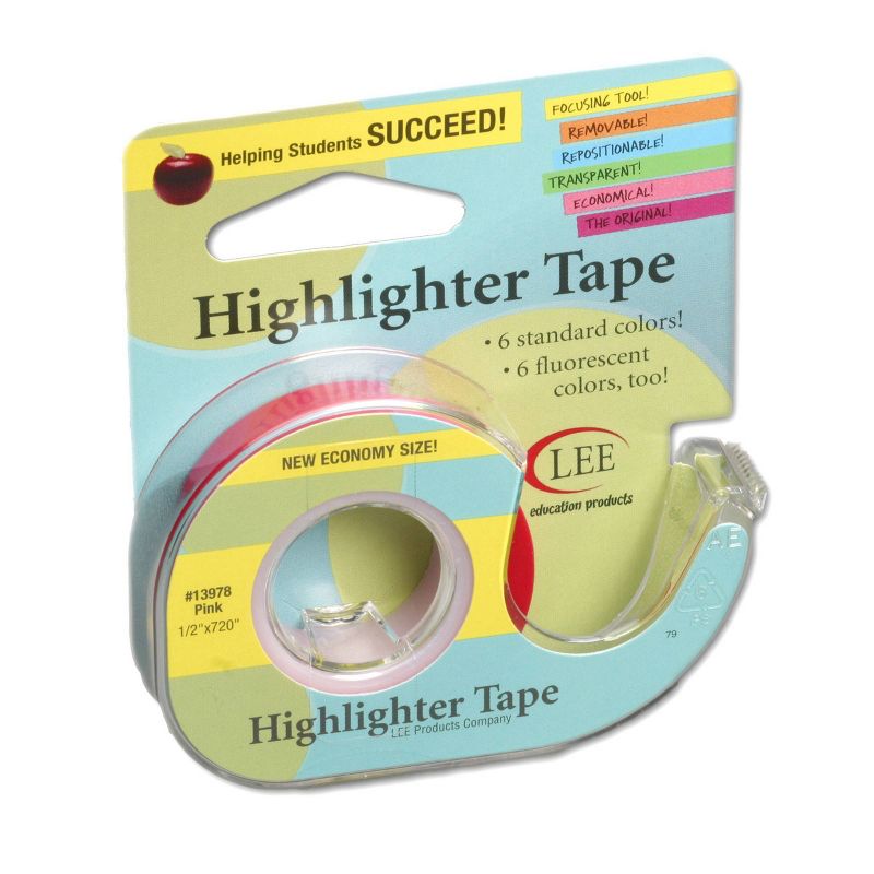 6pk Removable Highlighter Tape Pink - Lee Products