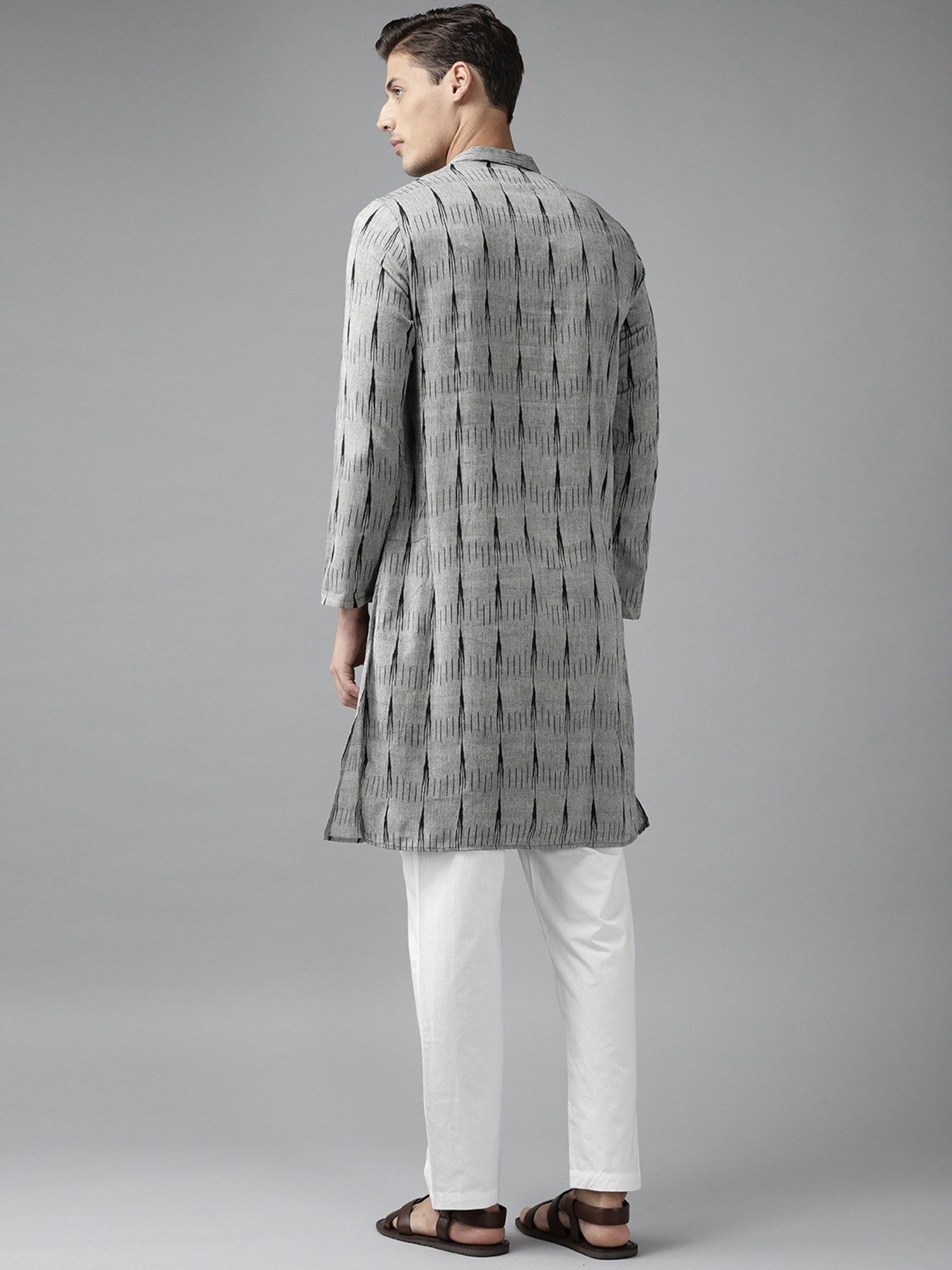 See Designs Grey & White Cotton Regular Fit Printed Kurta Bottom Set