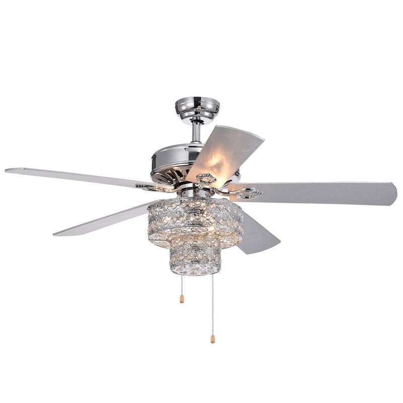 52" x 52" x 23" 5-Blade Shang Ceiling Fan Silver - Warehouse Of Tiffany