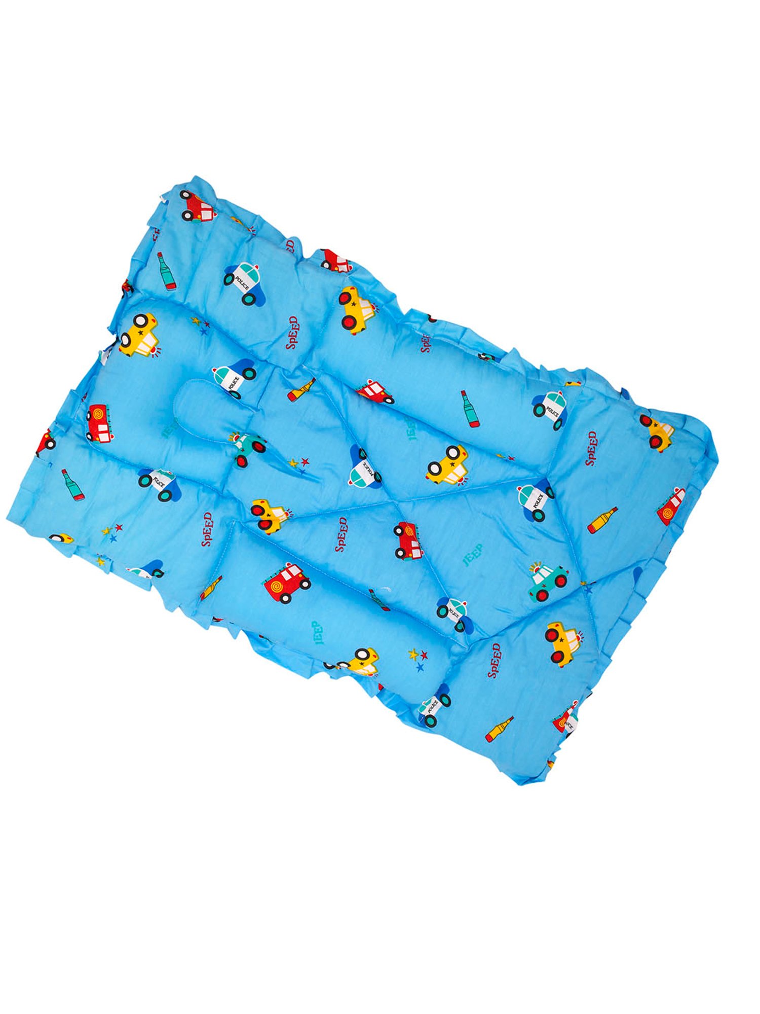 Baby Moo Catch Me If You Can Blue Mattress with Fixed Neck Pillow and Bolsters