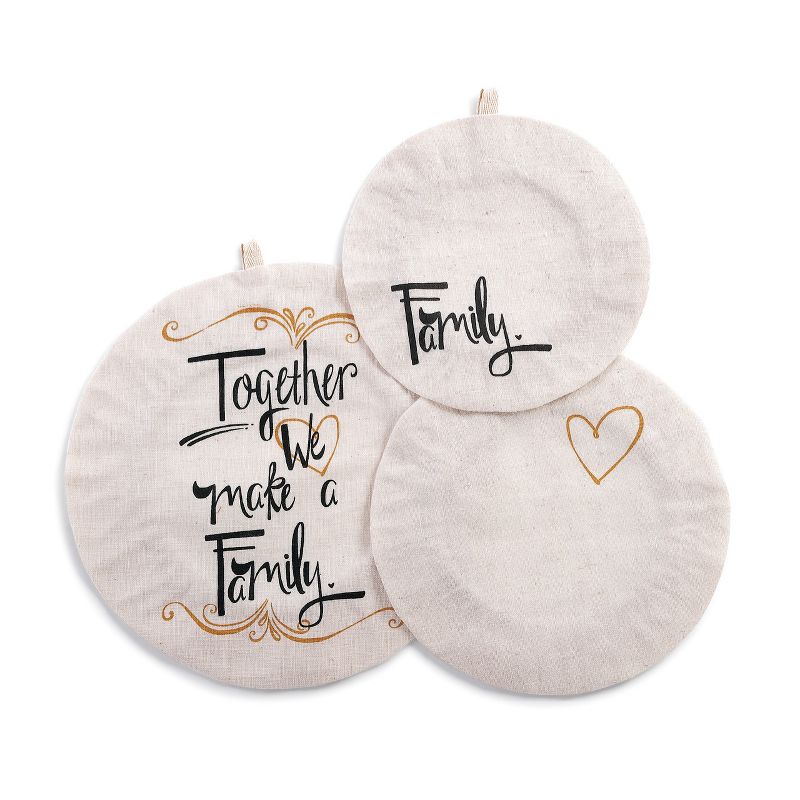 DEMDACO Together We Make a Family Dish Covers Set of 3 11 x 11 - White