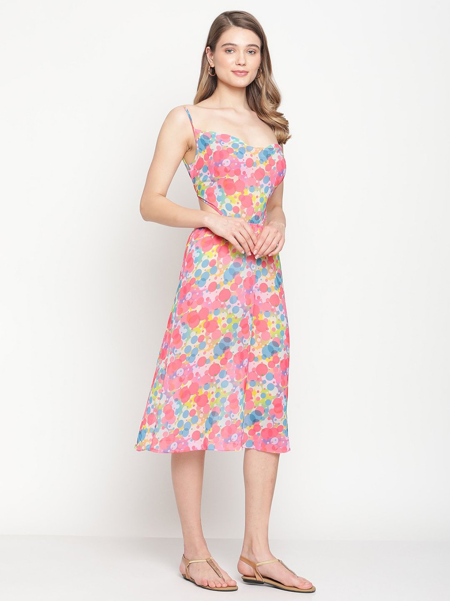 Erotissch Pink Printed Beachwear Dress
