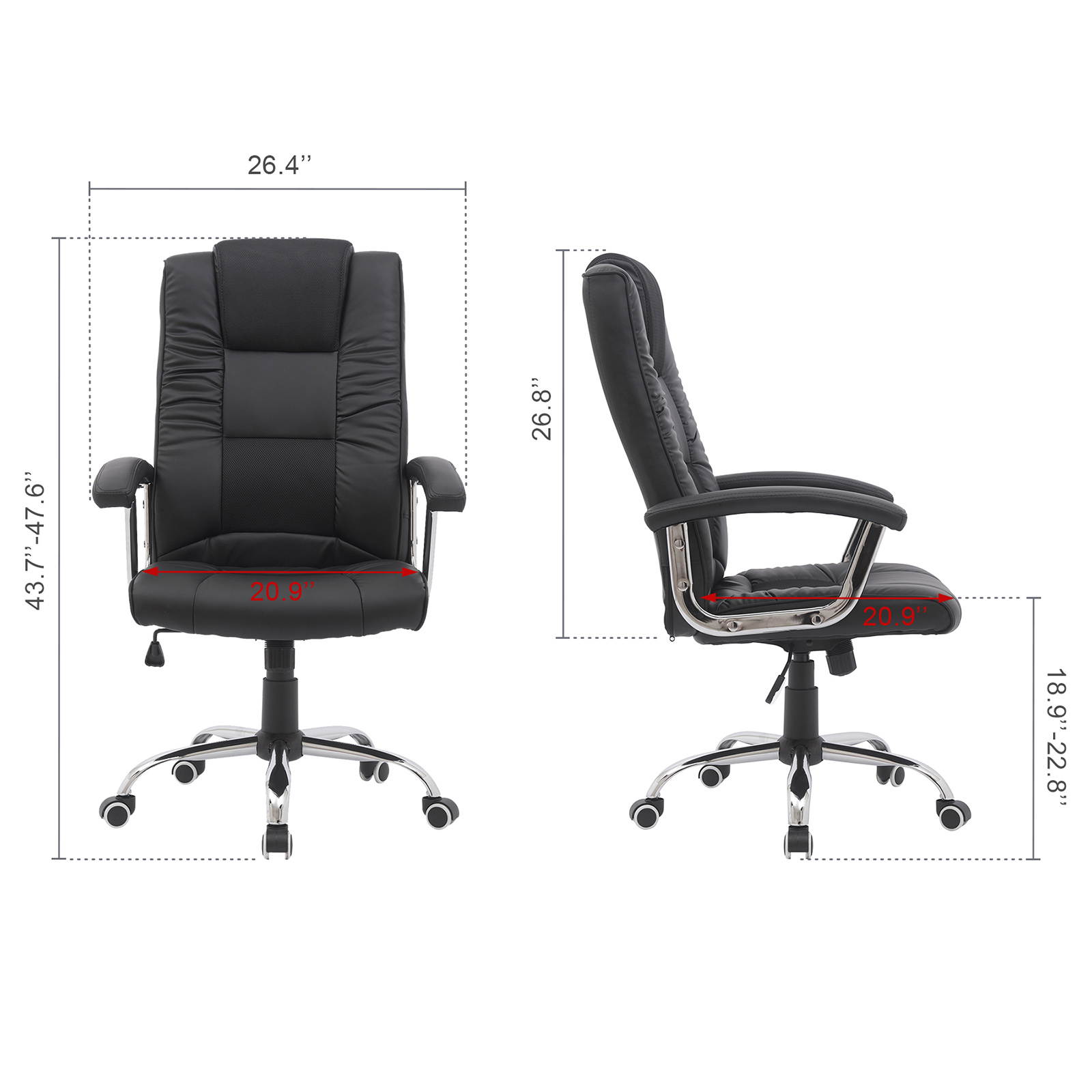 YOUTHUP Office Chair Computer High Back Adjustable Ergonomic Desk Chair Executive PU Leather Swivel Task Chair with Armrests Lumbar Support,White