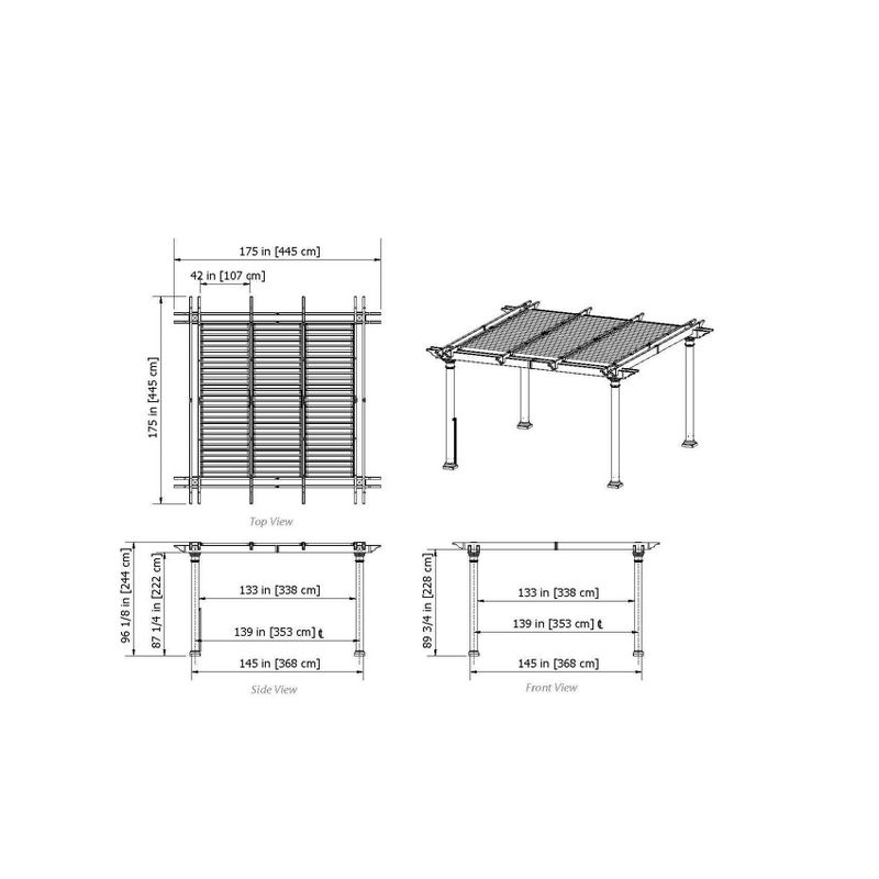 8' Aberdeen Round-Post Louvered Pergola - Vita