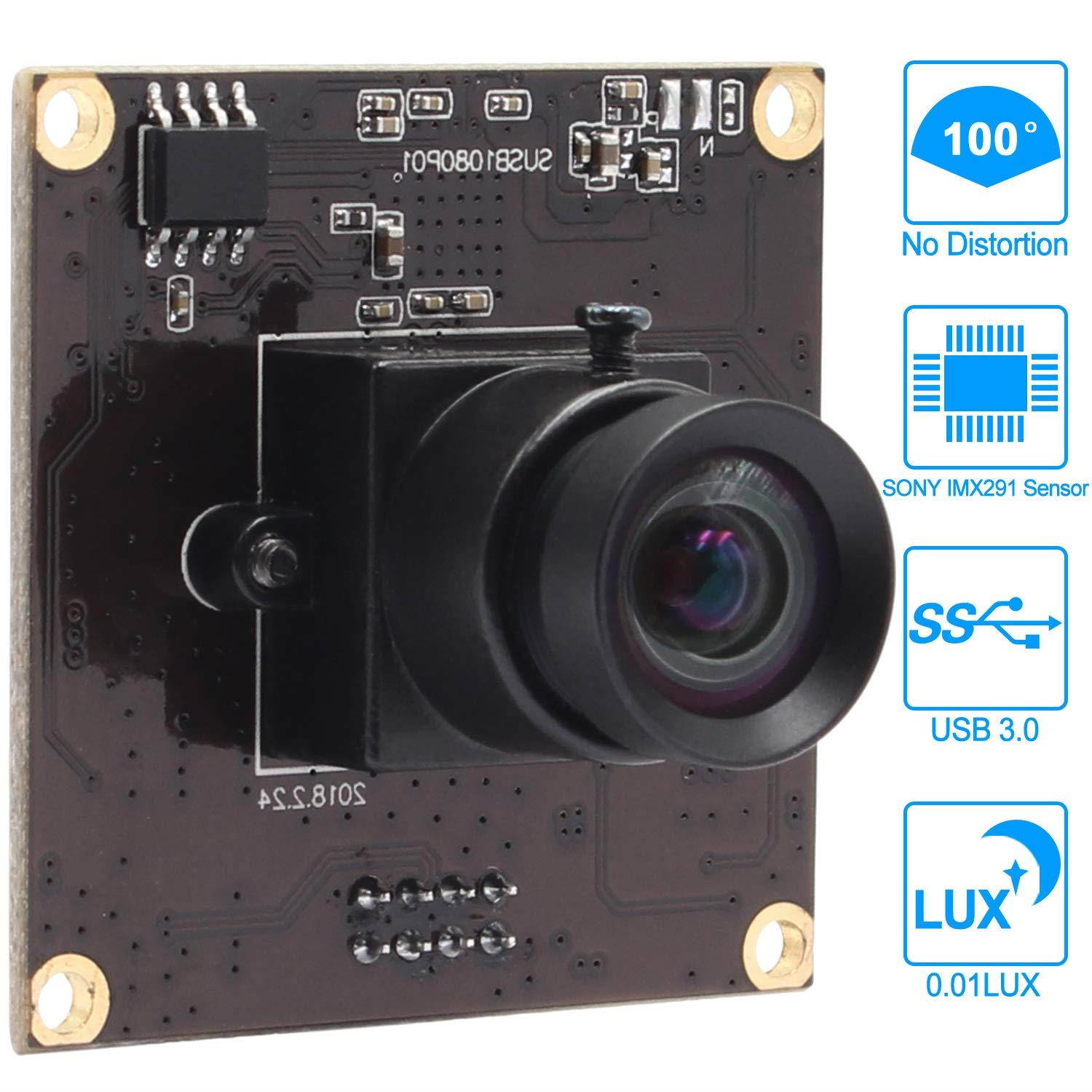 2MP USB Camera Module USB 3.0 Webcam with 100 Degree No Distortion Industrial Camera Module Supported OTG,1080P Camera with Low Illumination for Android Windows Linux Mac USB Webcam Mini Camere Module