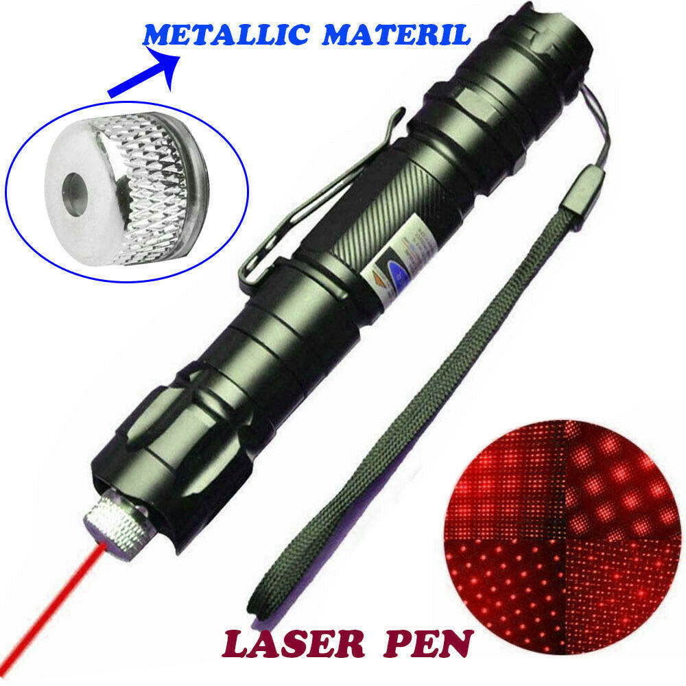 300Miles Military Red Laser Pointer Pen 650nm Visible Beam+Star Cap+Belt Clip