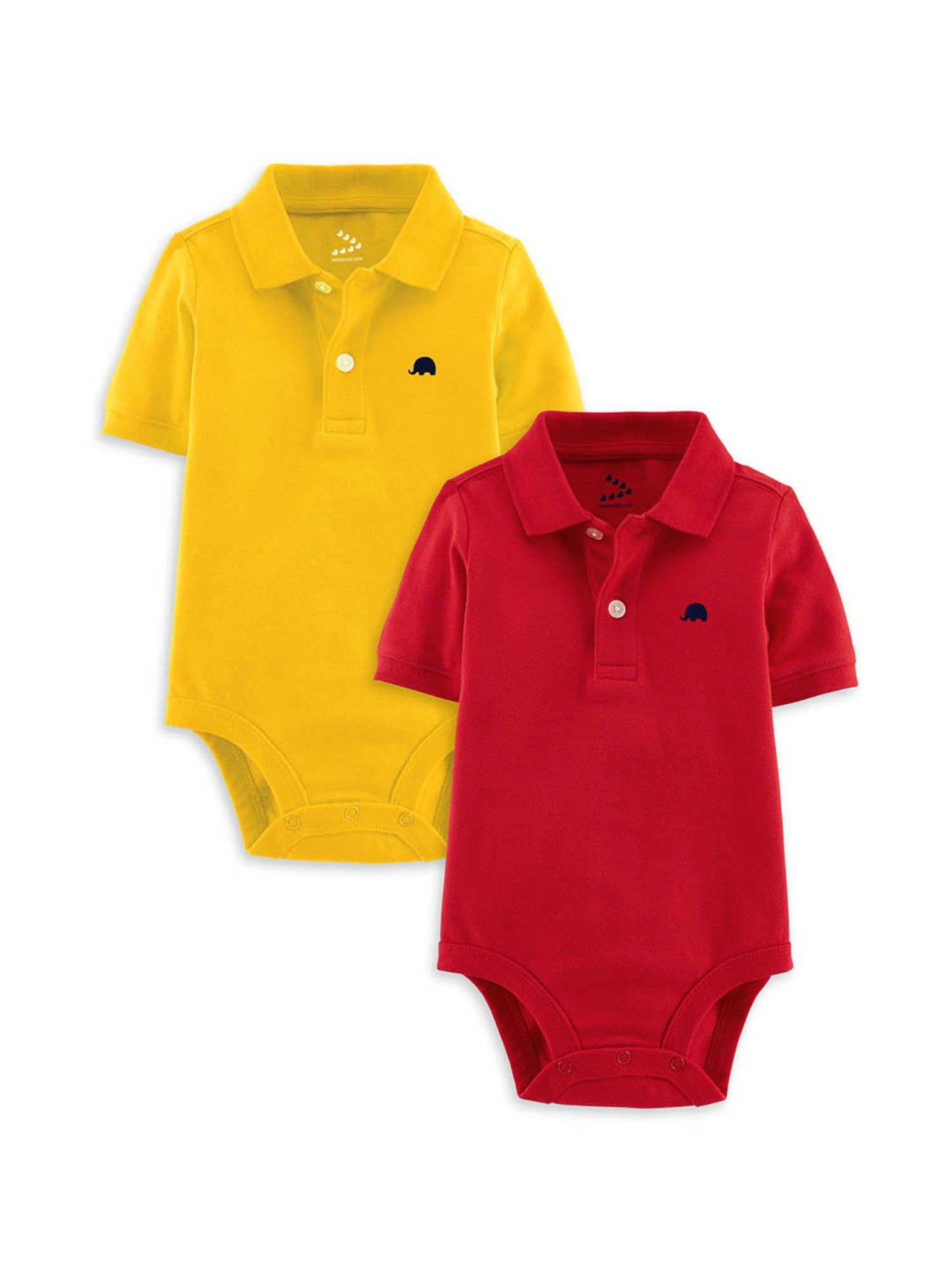 Zeezeezoo Kids Navy and Green Polo Elephant Printed Onesie (Pack Of 2)