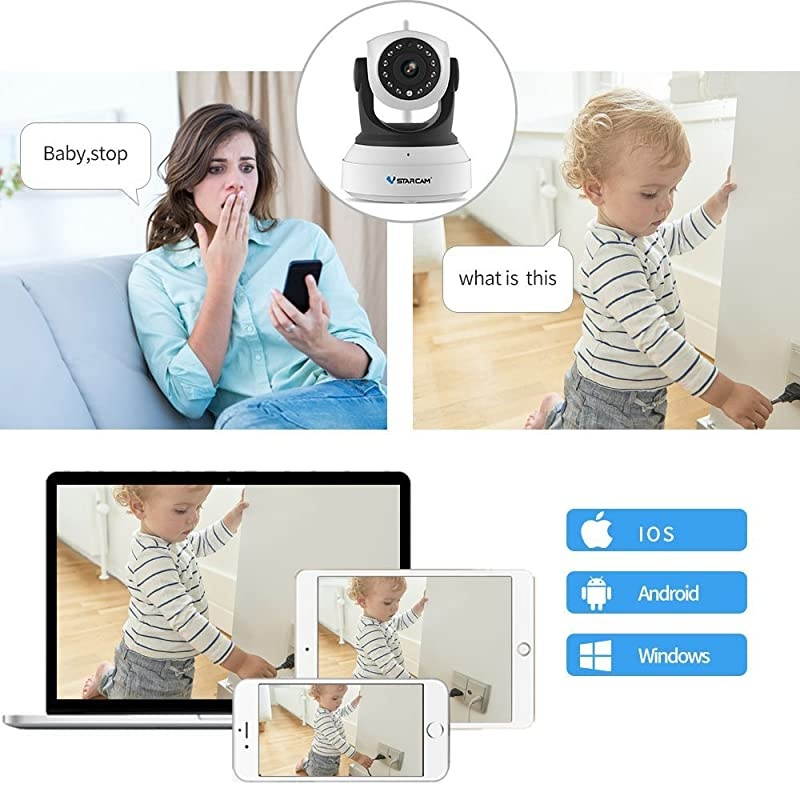 CameraVStarcam Wireless IP Camera with Night Vision for Indoor 2 Way Audio and MultiUsers Home Security MonitorPTZ Motion Detection Pet Baby Cam with Cloud Service Support Max 128G SD Card