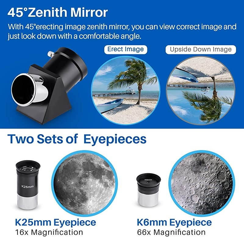 70mm Portable Refractor Telescope & HD Binoculars, Fully Coated Glass Optics, Ideal Telescope for Kids Beginners, with Adjustable Tripod Smartphone Adapter Moon Filter and Carry Bag