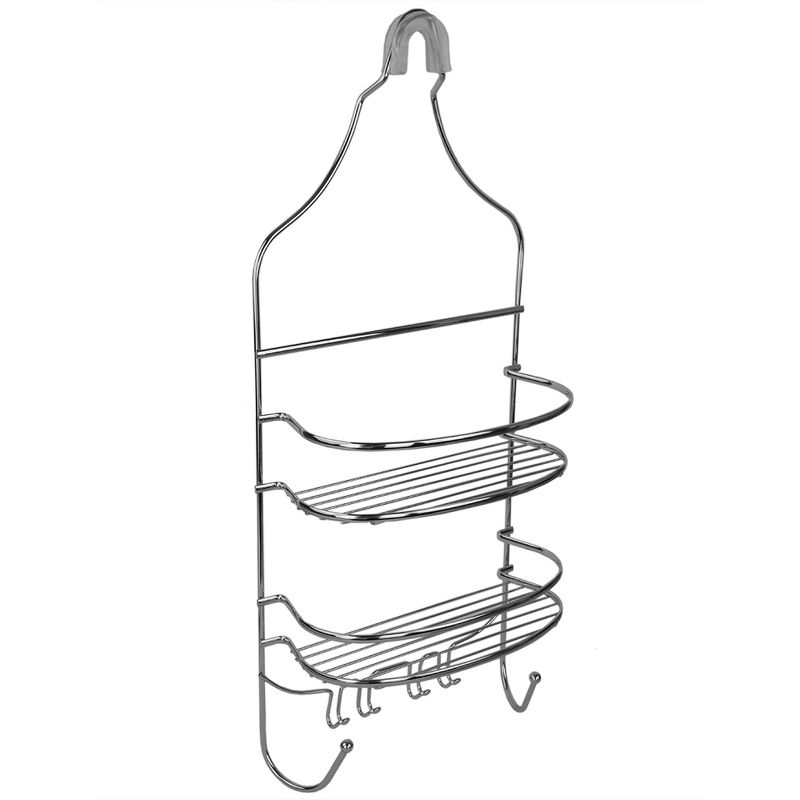 Curved Shower Caddy with Soap Tray Light Silver 24.15" - Elegant Home Fashions