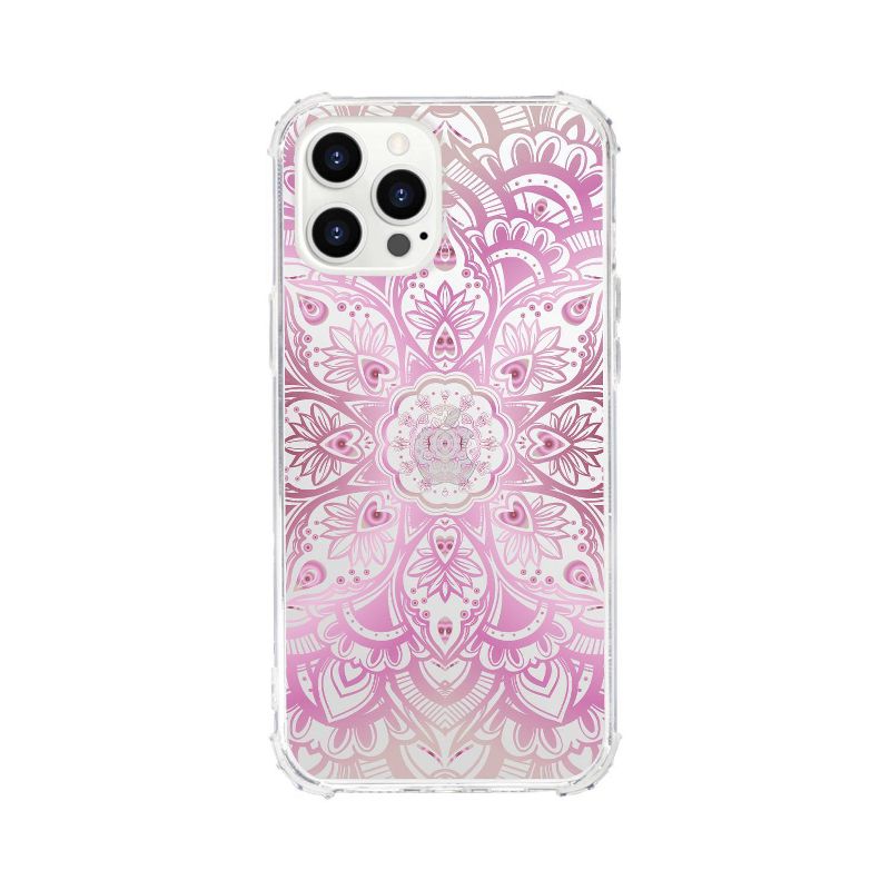 OTM Essentials Apple iPhone 12 Pro Tough Edge Clear Phone Case - Mandala Heart Pink & Purple