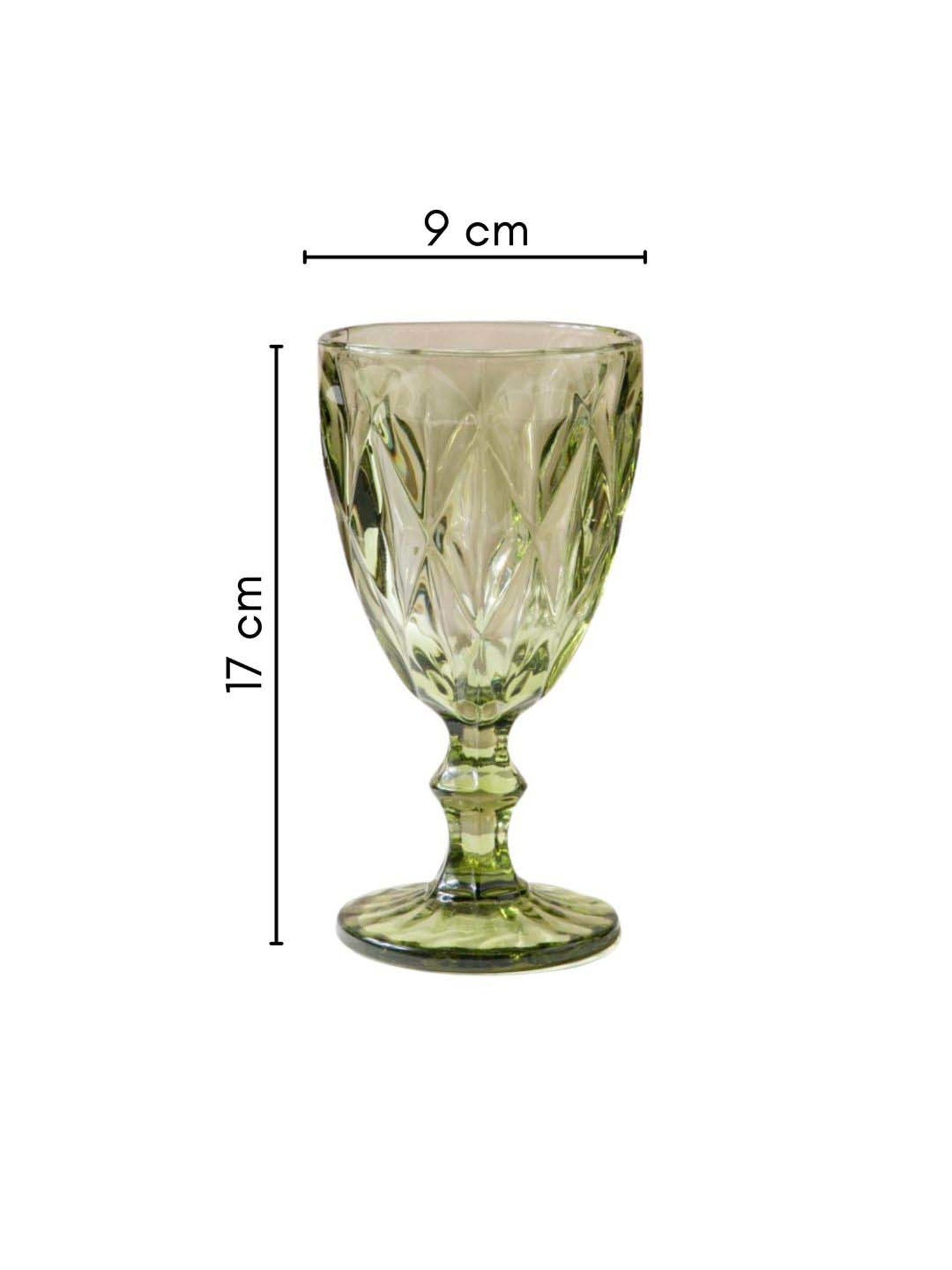 Nestasia high quality green Crystal Textured red wine Glasswareset with Stem(Set Of 6, each 300 ml)