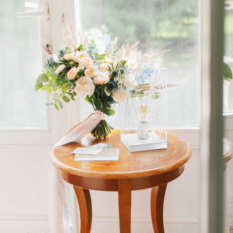 Metal Geometric Square Table Lamp White - Simple Designs