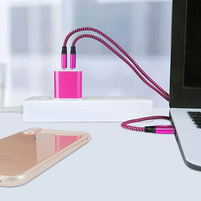 USB Charger Adapter Wall Charger  21A2Pack Dual Port Fast Charging Cube Power Charge Plug Replacement for Phone X87 Plus Samsung Note9S9S8S7 Kindle Fire and More Rose