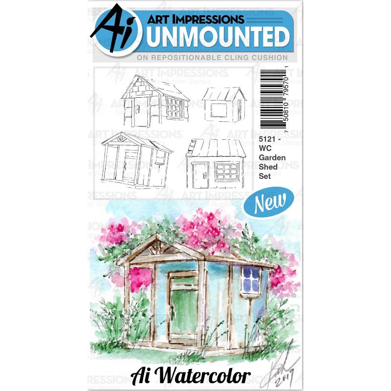 Art Impressions Watercolor Cling Rubber Stamps-Garden Shed