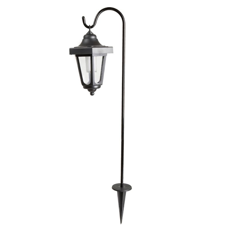 Pure Garden Solar 10" LED Hanging Coach Outdoor Lantern - Black - Set of 2