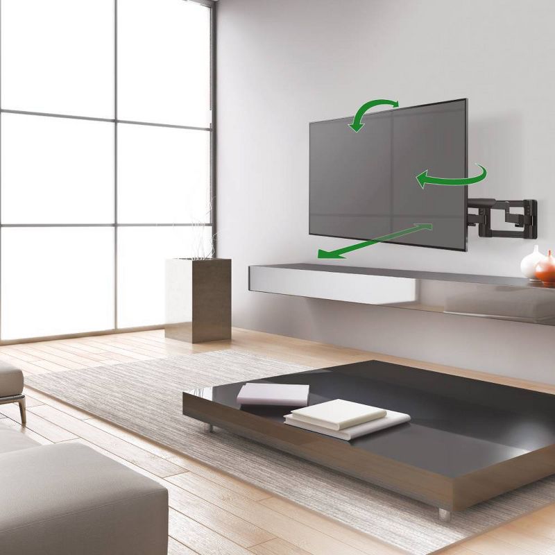 Barkan 13 - 90" Full Motion - 4 Movement Long Dual Arm Premium Flat / Curved TV Wall Mount Black