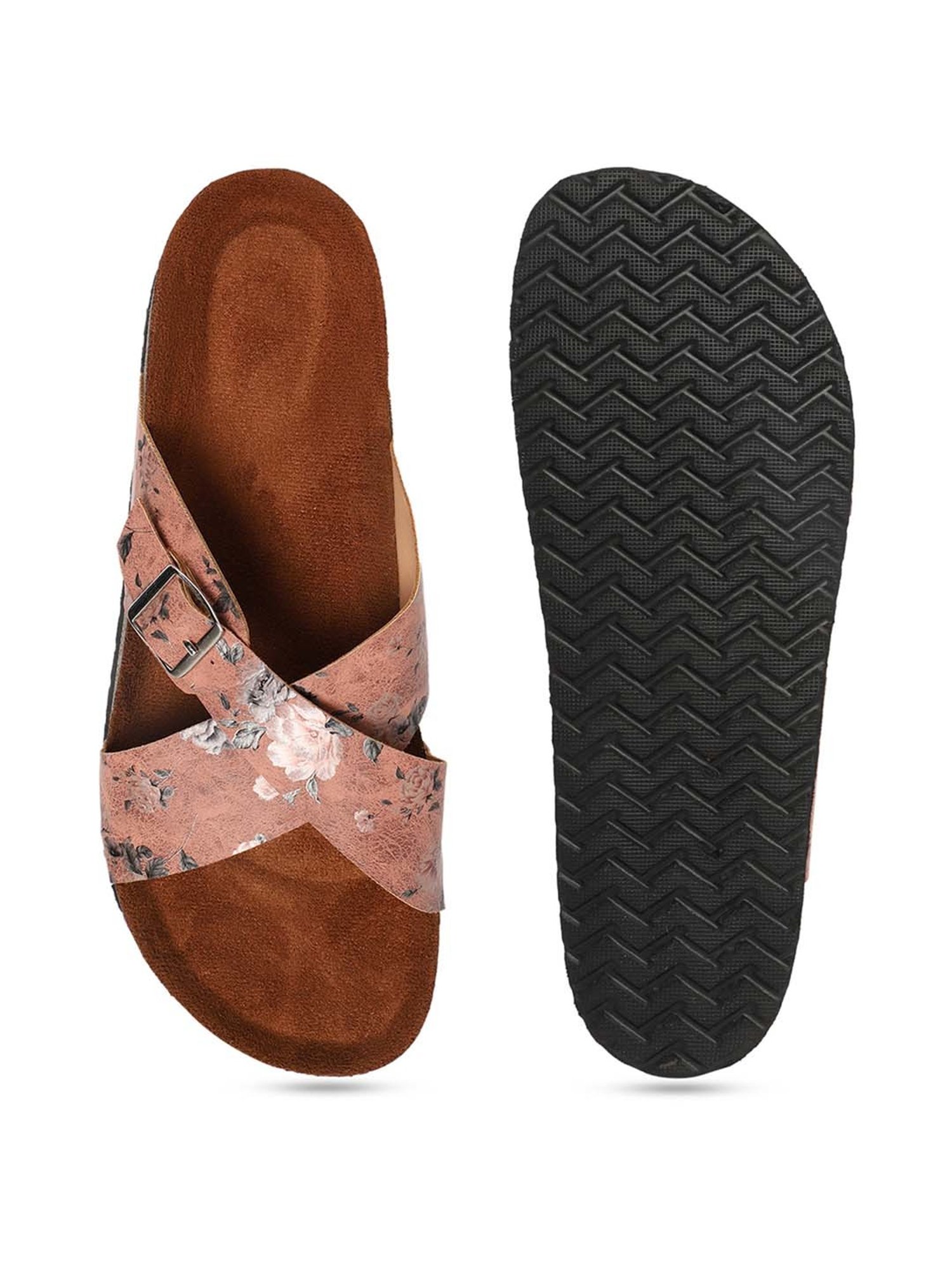 Mozafia Women's Peach Cross Strap Sandals