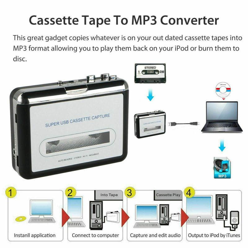Tape to PC USB Cassette MP3 CD File Converter Capture Digital Audio Music Player