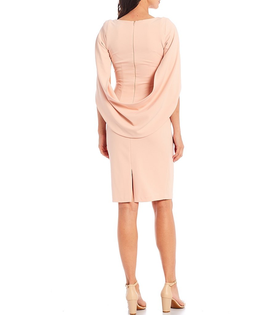 Alex Evenings Illusion Sleeve Embroidered V-Neck A-Line Midi Dress