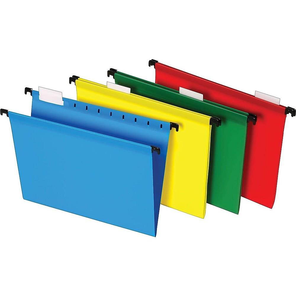 Staples Poly Hanging File Folders 5-Tab Letter Size Assorted Colors 20/BX