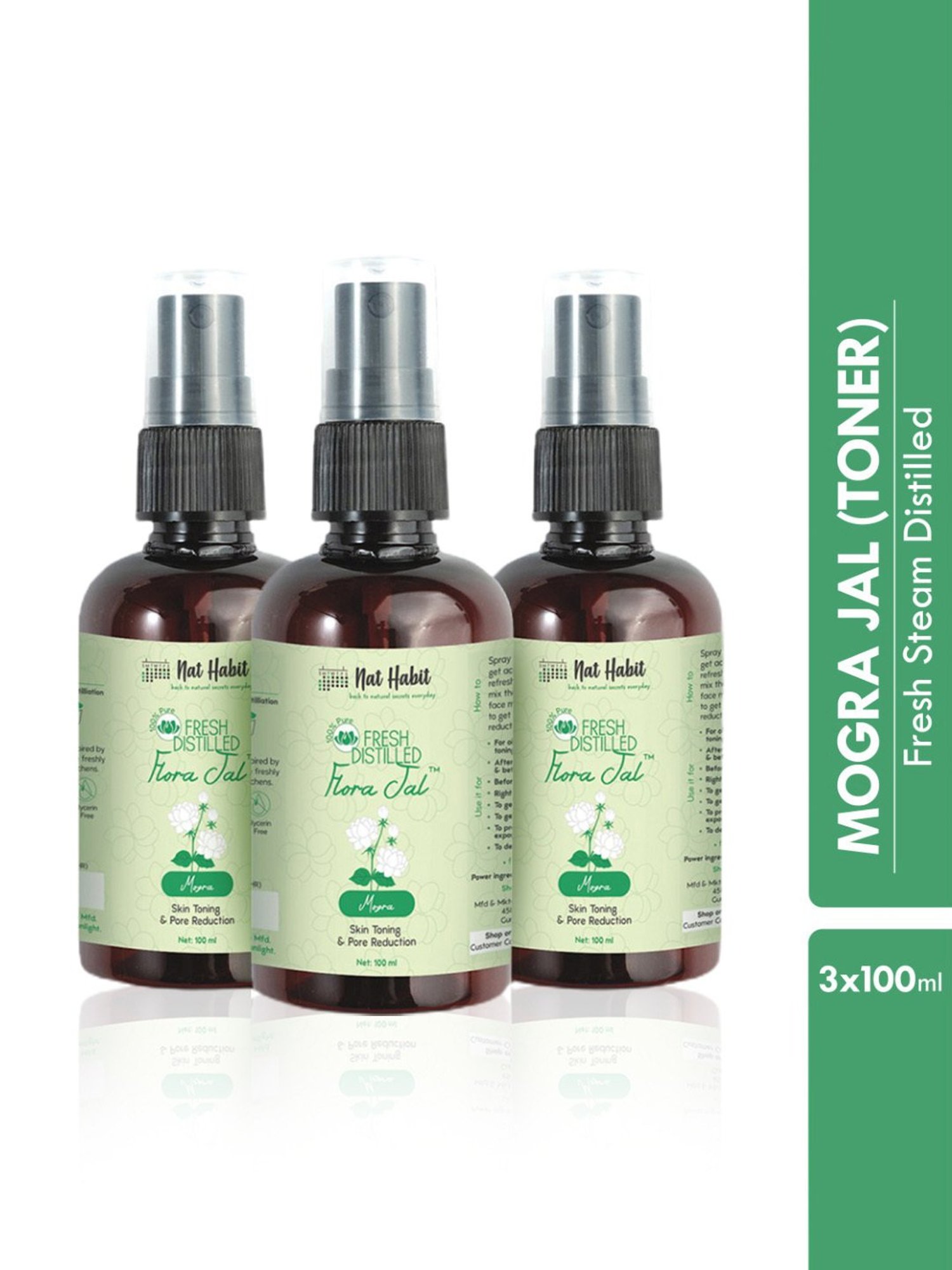 Nat Habit Mogra Fresh Distilled Floral Jal - Pack of 3