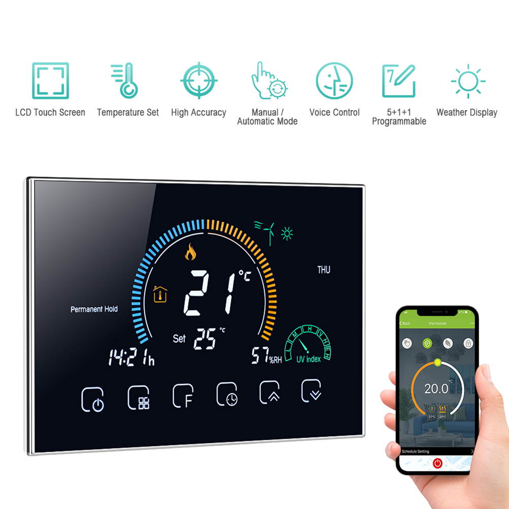 HOMEMAXS BHT-8000-GCLW Wi-Fi Thermostat Smart Thermostat Indoor Smart Temperature Controller For Home Office Hotel