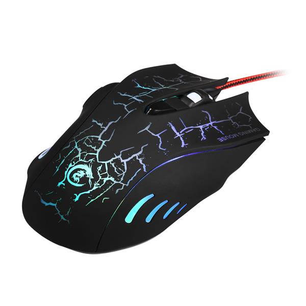A888 Crack Pattern Wired Mouse Black