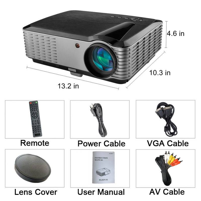 1080P Home Projector Projector , 5000 Lumens LED Video Projector, 300" and 4K Supported, Compatible with Phone ,Tablet, TV Stick , Dual Speakers, HDMI, USB, VGA