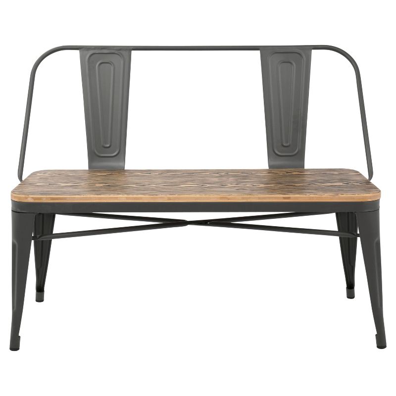 Oregon Industrial Dining/Entryway Bench With Gray Frame And Brown Wood - Lumisource