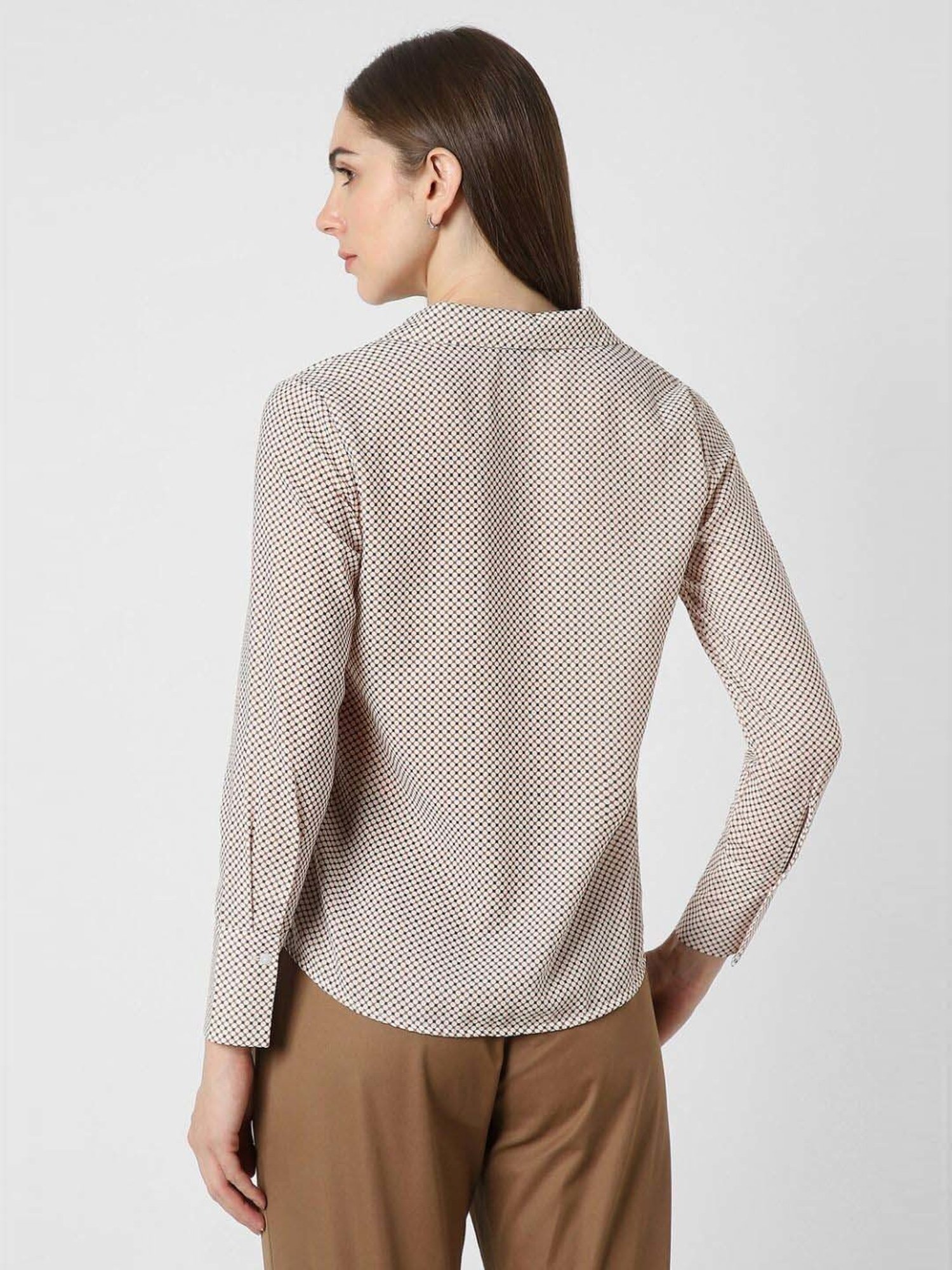 Van Heusen White Printed Formal Shirt