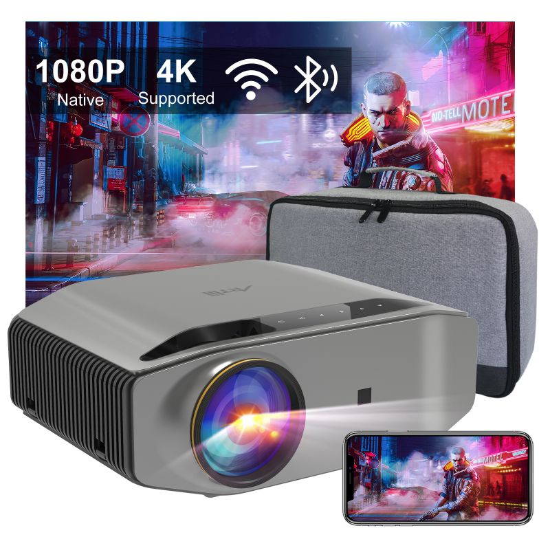 5G WiFi Bluetooth Projector, Artlii Energon 2 Outdoor Projector Support 4K, 340 ANSI Lumen 300" Display, Keystone&Zoom, Full HD Native 1080P Projector Compatible w/ TV Stick, iOS, Android, PS5