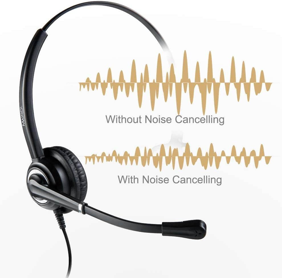 Cell Phone Headset with Nosie Cancelling Mic 3.5mm Jack for Apple iPhone Samsung BlackBerry Androids with Mic Mute Volume Control for Smart Phone Light Weight and Adjustable Headband