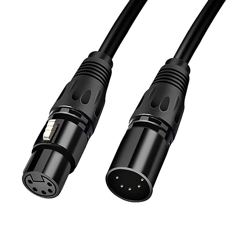 5 PIN XLR DMX Cable Adapter 20 Feet, DMX512 5PIN XLR Male to Female 5-PIN DMX Cable